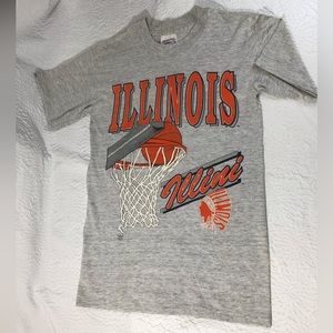 Vintage 1980s Collage Basketball Illinois Illini T-shirt